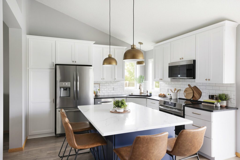 Blue Kitchen Island Rosemount  MN Kitchen Remodel