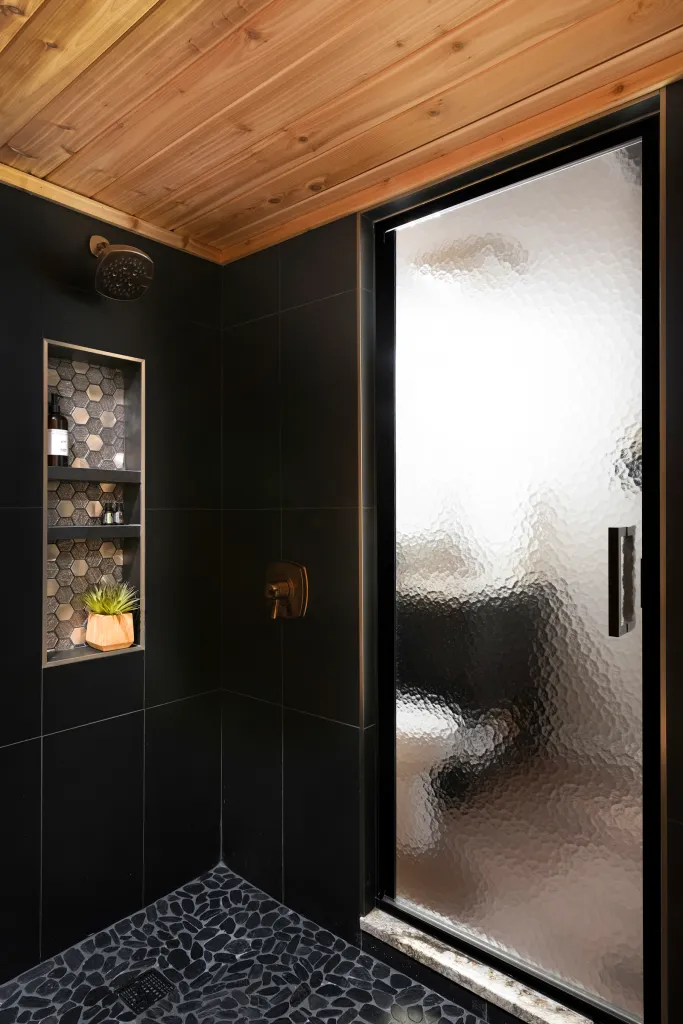 Basement bathroom sauna Finishing white birch design