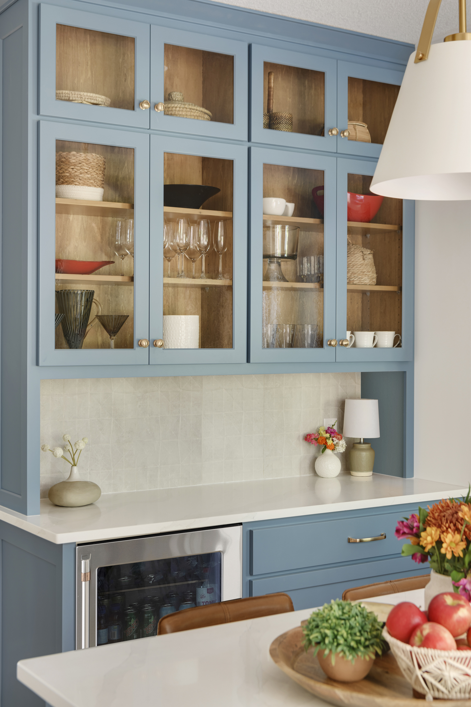 Blue custom built hutch - Eagan MN Kitchen Remodel by Lakeville Remodeler White Birch Design